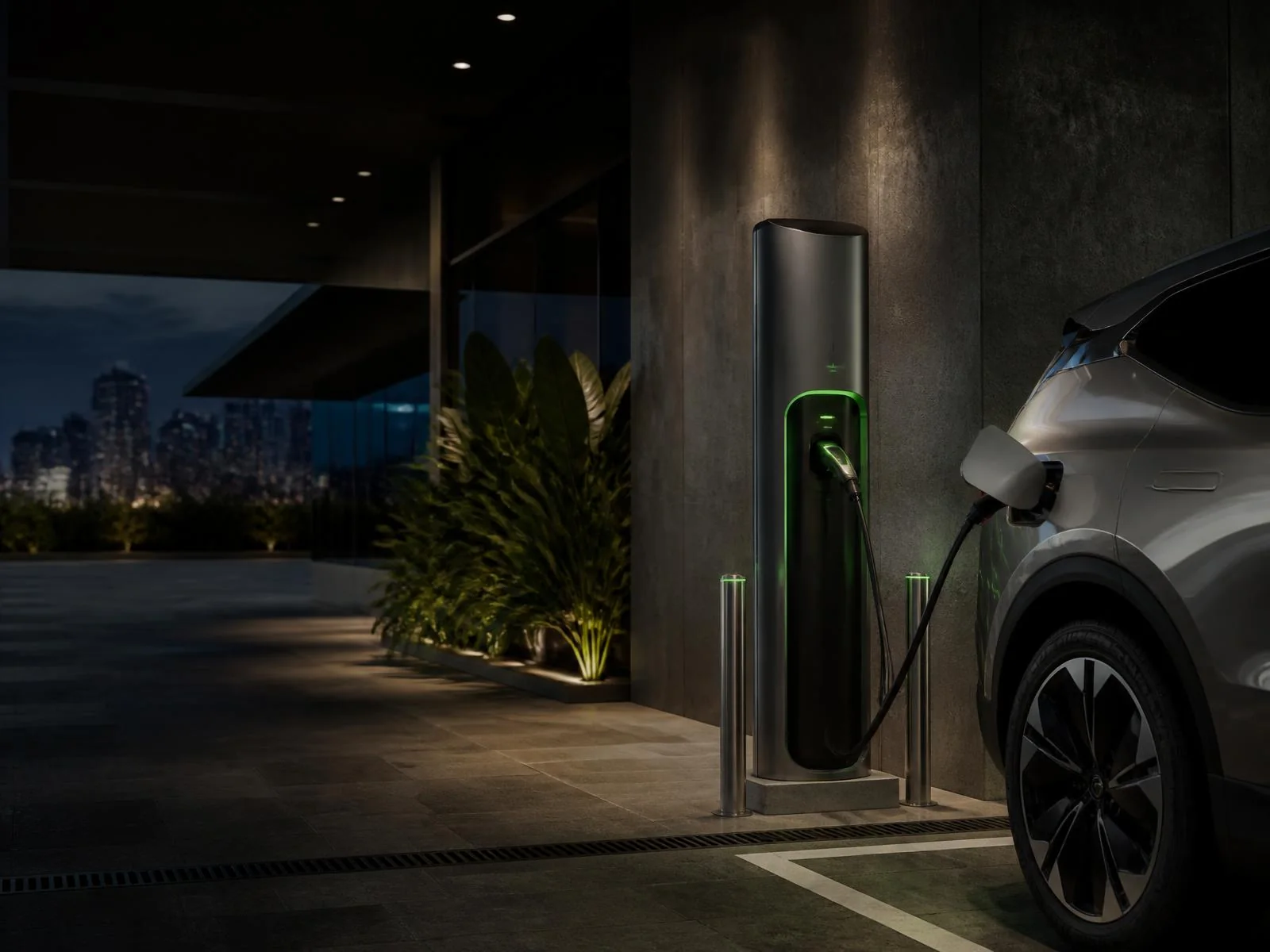 Eletroposto iGreen MOB recarregando um carro elétrico
